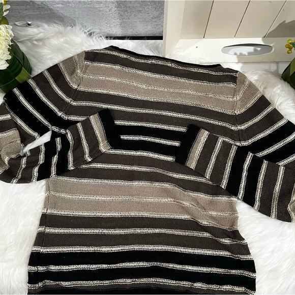 NEW Banana Republic Linen Striped Neutral Colorblock Open Weave Sweater S NWOT - Picture 10 of 16